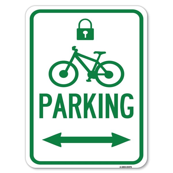 Parking With Lock Cycle & Bidirectional Arrow Symbol Rust Proof Parking, A-1824-23475